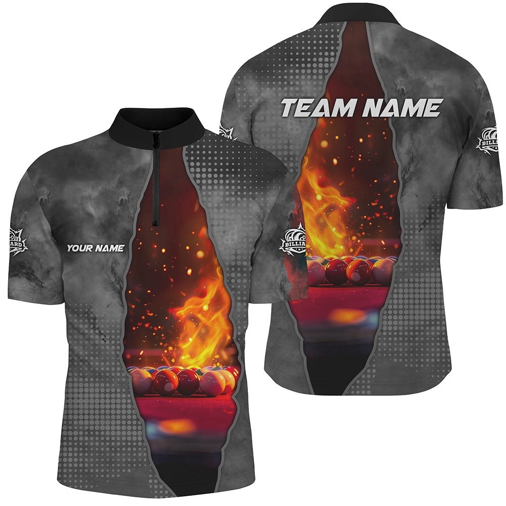 Custom Grey Billiard Balls Fire 3D Printed Jersey & Jersey Shirts, Billiard Apparel Clothing, Personalized Billiard Team Jersey Shirt Custom Grey Billiard Balls Fire 3D Printed Jersey & Jersey Shirts, Billiard Apparel Clothing, Personalized Billiard Team Jersey Shirt