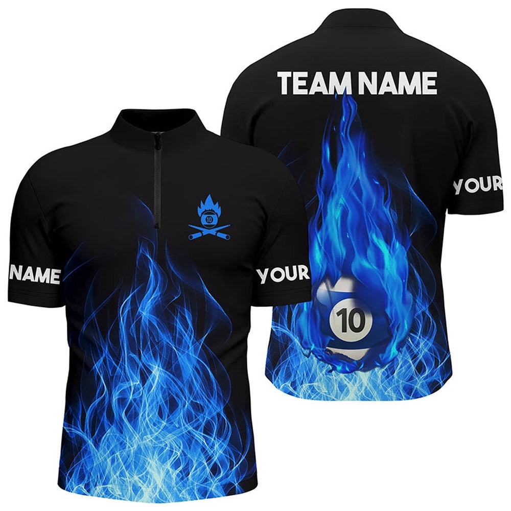 Custom Name Blue Flaming Billiard 3D Jersey Shirts Custom Billiard 10 Ball Pool For Team, Personalized Billiard Team Jersey Shirt Custom Name Blue Flaming Billiard 3D Jersey Shirts Custom Billiard 10 Ball Pool For Team, Personalized Billiard Team Jersey Shirt