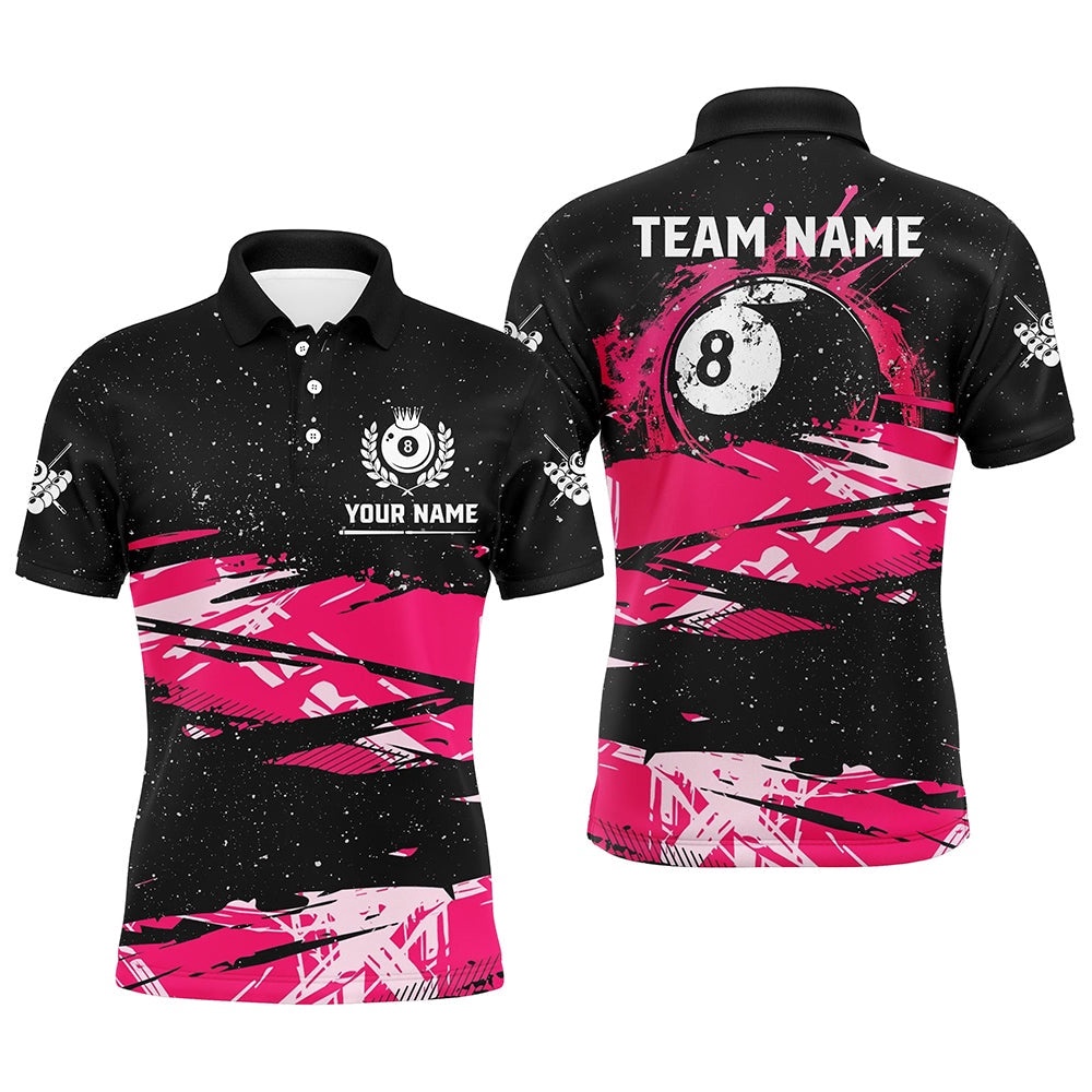 Custom Pink Grunge Billiard 8 Ball Pool Polo Shirts, Billiard Mother’S Day Pool Player Gifts, Personalized Billiard Polo Shirt Custom Pink Grunge Billiard 8 Ball Pool Polo Shirts, Billiard Mother’S Day Pool Player Gifts, Personalized Billiard Polo Shirt