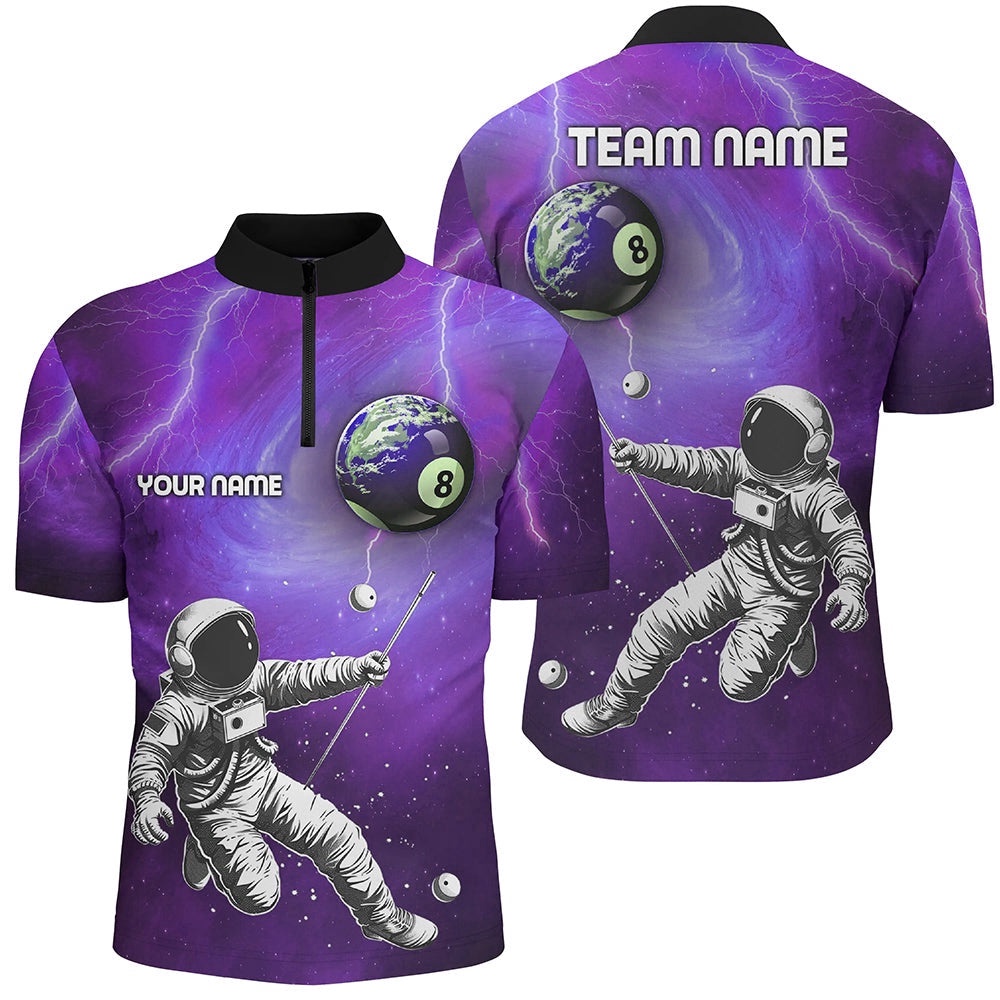Custom Purple Galaxy Astronaut 8 Ball Pool Billiard Shirts, Funny 3D Printed Billiard Shirts, Personalized Billiard Team Jersey Shirt Custom Purple Galaxy Astronaut 8 Ball Pool Billiard Shirts, Funny 3D Printed Billiard Shirts, Personalized Billiard Team Jersey Shirt