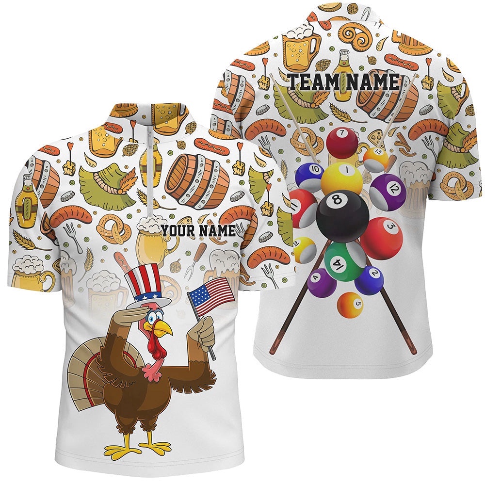 Custom Thanksgiving Day Turkey Chicken Thanksgiving Gifts, Personalized Billiard Team Jersey Shirt