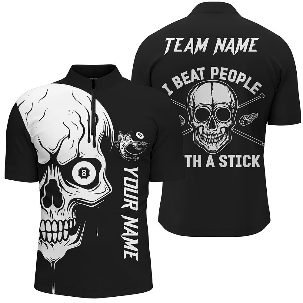 Custom White Skull Billiard I Beat People With A Stick Name Jersey Shirts, Personalized Billiard Team Jersey Shirt Custom White Skull Billiard I Beat People With A Stick Name Jersey Shirts, Personalized Billiard Team Jersey Shirt