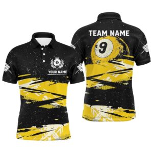 Custom Yellow Grunge Billiard 9 Ball Pool…