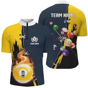 Custom Yellow Navy 9 Ball Pool Jerseys…