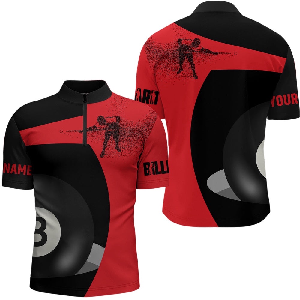 Customized 3D Funny Billiard Player 8 Ball Pool Red Black Jersey Shirts, Personalized Billiard Team Jersey Shirt Customized 3D Funny Billiard Player 8 Ball Pool Red Black Jersey Shirts, Personalized Billiard Team Jersey Shirt
