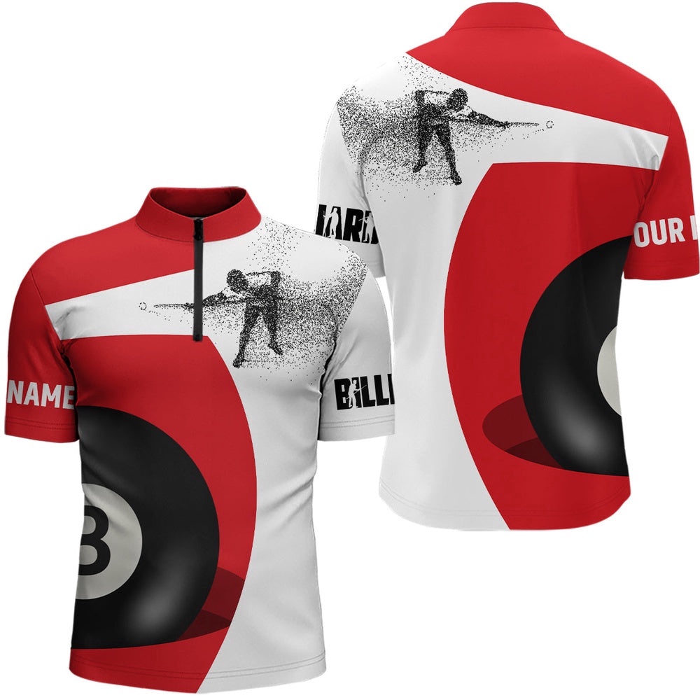 Customized 3D Funny Billiard Player 8 Ball Pool Red White Jersey Shirts, Personalized Billiard Team Jersey Shirt Customized 3D Funny Billiard Player 8 Ball Pool Red White Jersey Shirts, Personalized Billiard Team Jersey Shirt