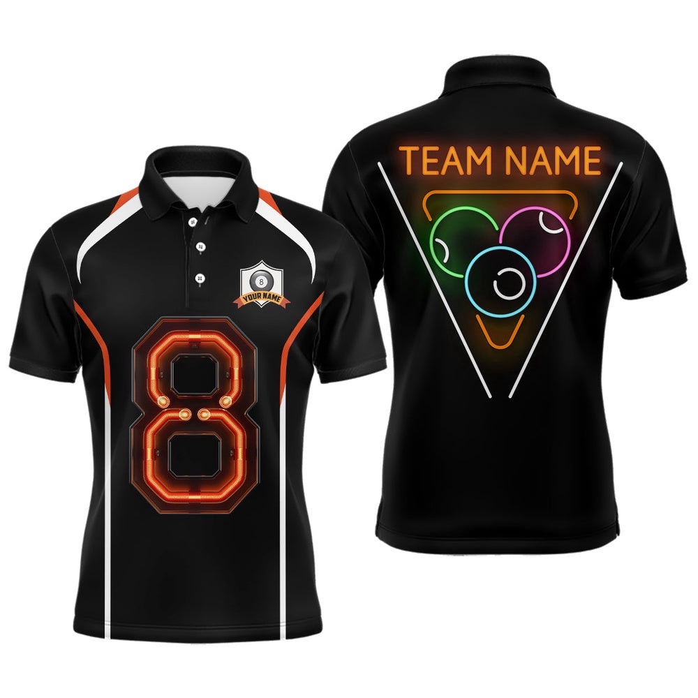 Customized 8 Ball Pool With Neon Light Custom Billiard Shirts Design, Personalized Billiard Polo Shirt Customized 8 Ball Pool With Neon Light Custom Billiard Shirts Design, Personalized Billiard Polo Shirt