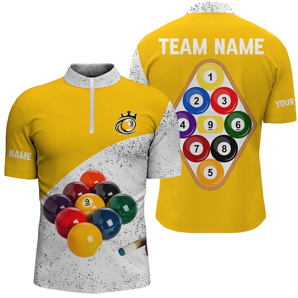 Customized 9 Ball Pool White Grunge Jersey Shirt 3D Billiard Balls Jerseys Shirts, Personalized Billiard Team Jersey Shirt