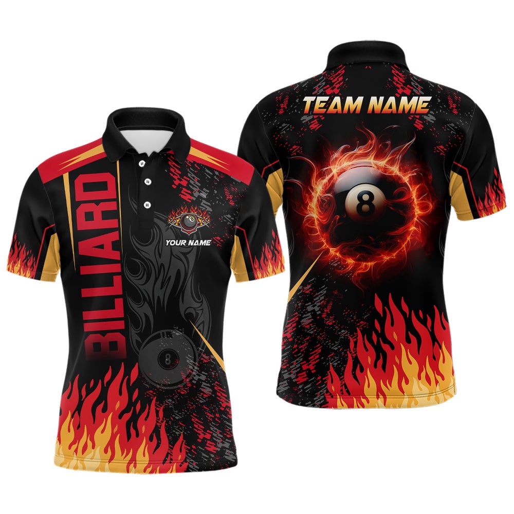 Customized Billiard Ball 8 Flame 3D Printed Polo Shirts Custom Billiard Attire Idea For Player, Personalized Billiard Polo Shirt Customized Billiard Ball 8 Flame 3D Printed Polo Shirts Custom Billiard Attire Idea For Player, Personalized Billiard Polo Shirt