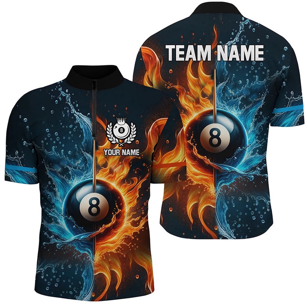 Customized Billiard Water Fire 3D Printed Jersey Shirts, 8 Ball Billiard Attires, Personalized Billiard Team Jersey Shirt Customized Billiard Water Fire 3D Printed Jersey Shirts, 8 Ball Billiard Attires, Personalized Billiard Team Jersey Shirt
