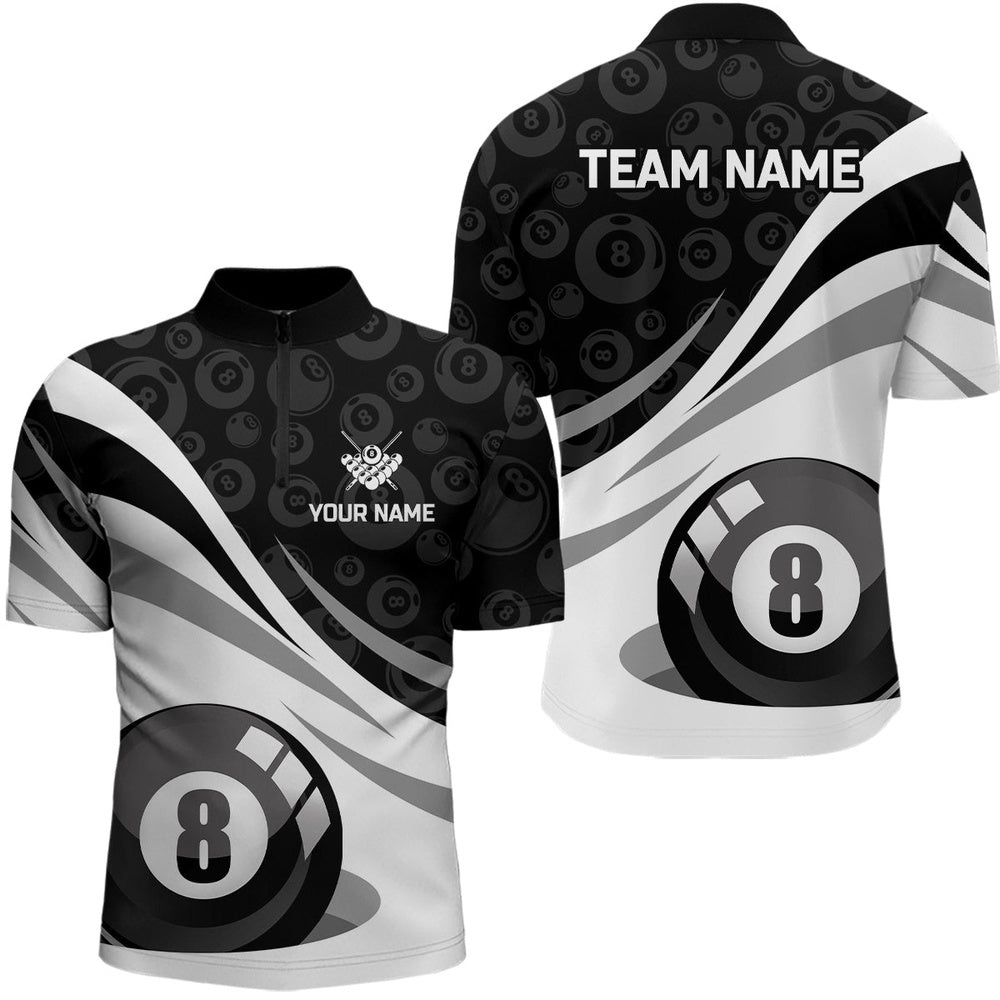 Customized Black White 8 Ball Pool Billiard Jerseys Jersey Shirt Billiard Uniform, Personalized Billiard Team Jersey Shirt Customized Black White 8 Ball Pool Billiard Jerseys Jersey Shirt Billiard Uniform, Personalized Billiard Team Jersey Shirt