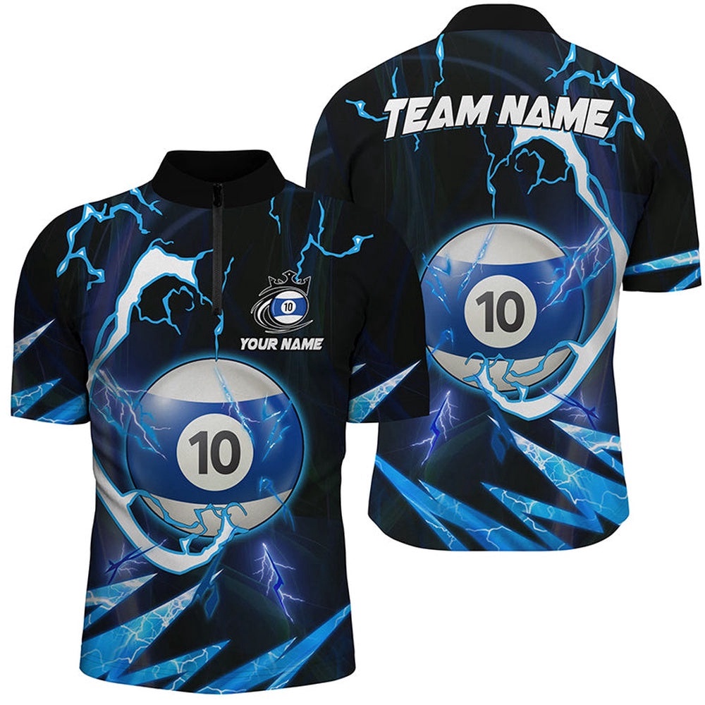 Customized Blue 10 Ball Pool Thunder Lighting Jersey Shirt 8 Ball Billiard Shirts, Personalized Billiard Team Jersey Shirt Customized Blue 10 Ball Pool Thunder Lighting Jersey Shirt 8 Ball Billiard Shirts, Personalized Billiard Team Jersey Shirt