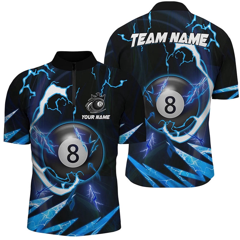 Customized Blue 8 Ball Pool Thunder Lighting Jersey Shirt, 8 Ball Billiard Shirts, Personalized Billiard Team Jersey Shirt Customized Blue 8 Ball Pool Thunder Lighting Jersey Shirt, 8 Ball Billiard Shirts, Personalized Billiard Team Jersey Shirt
