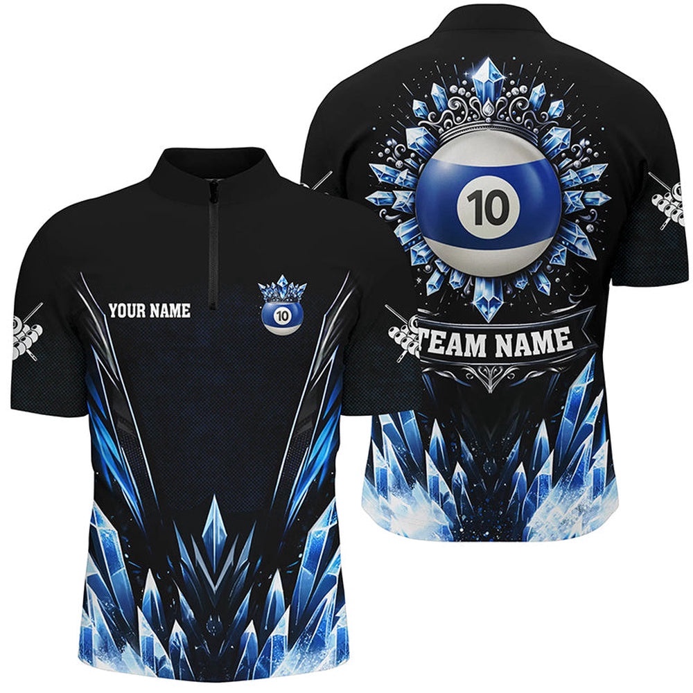 Customized Blue Icy Funny 10 Ball Pool Crown Jersey Shirt Custom Billiard Jersey, Personalized Billiard Team Jersey Shirt Customized Blue Icy Funny 10 Ball Pool Crown Jersey Shirt Custom Billiard Jersey, Personalized Billiard Team Jersey Shirt
