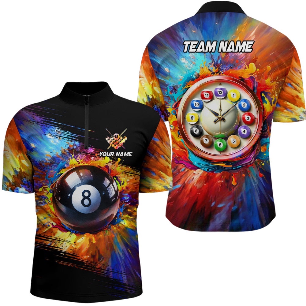 Customized Colorful Billiard Clock Jersey Shirts, Funny 8 Ball Pool Shirts Design, Personalized Billiard Team Jersey Shirt Customized Colorful Billiard Clock Jersey Shirts, Funny 8 Ball Pool Shirts Design, Personalized Billiard Team Jersey Shirt