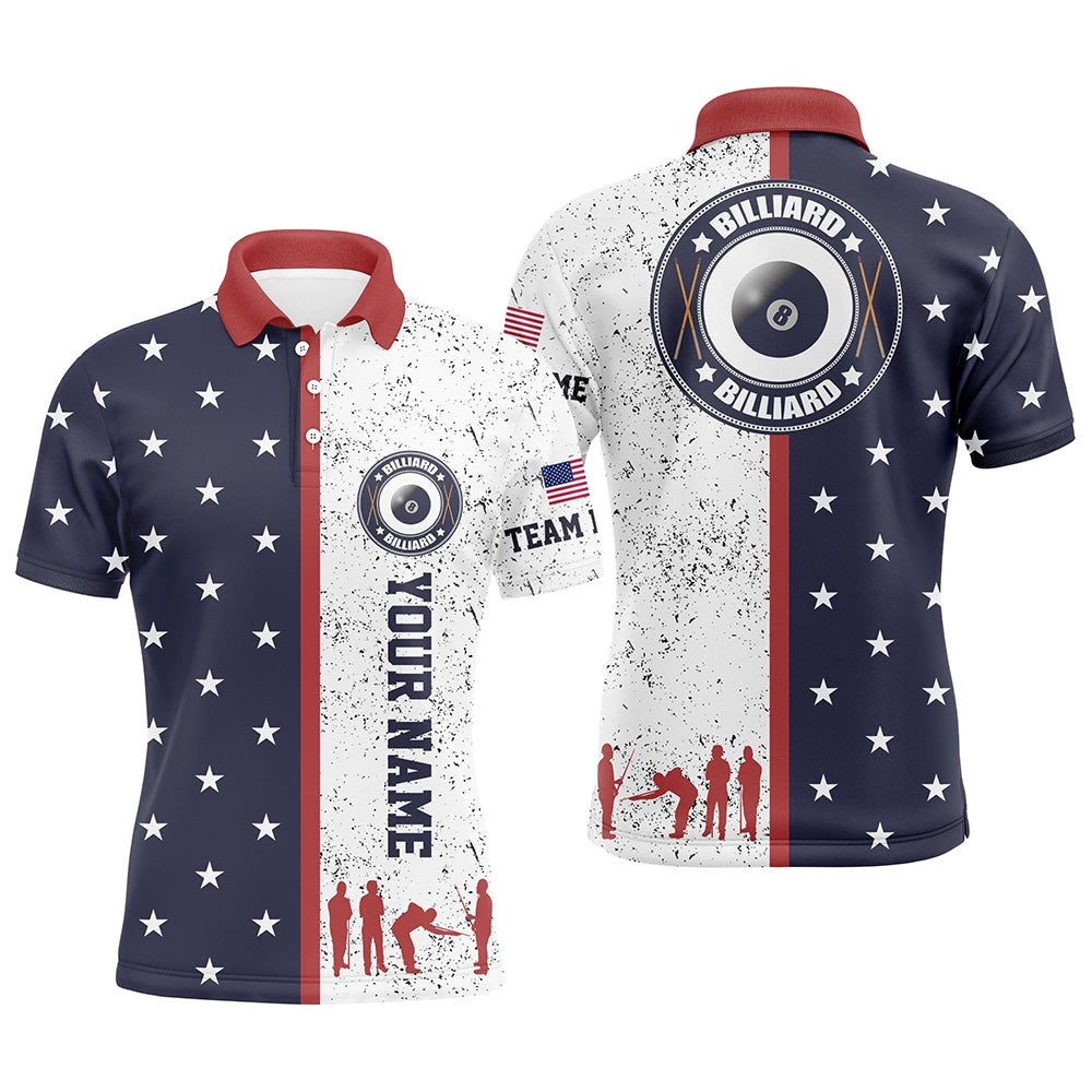 Customized Patriotic USA Flag Custom Patriotic Billiard Team Shirts, Personalized Billiard Polo Shirt Customized Patriotic USA Flag Custom Patriotic Billiard Team Shirts, Personalized Billiard Polo Shirt