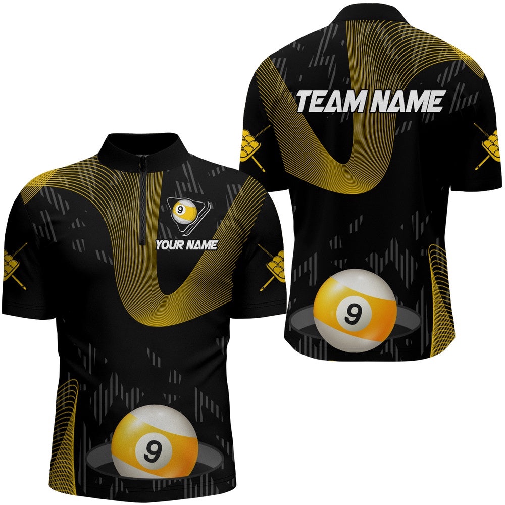 Customized Yellow Black 9 Ball Pool 3D Printed Billiard Shirts, 9 Ball Billiard Jerseys, Personalized Billiard Team Jersey Shirt Customized Yellow Black 9 Ball Pool 3D Printed Billiard Shirts, 9 Ball Billiard Jerseys, Personalized Billiard Team Jersey Shirt