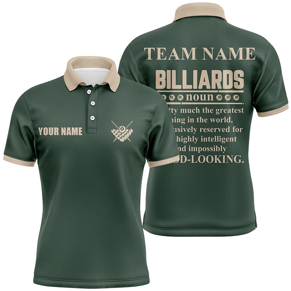 Dark Green Funny Billiard Polo Shirts Custom Team Name Billiard Polo, Personalized Billiard Polo Shirt Dark Green Funny Billiard Polo Shirts Custom Team Name Billiard Polo, Personalized Billiard Polo Shirt