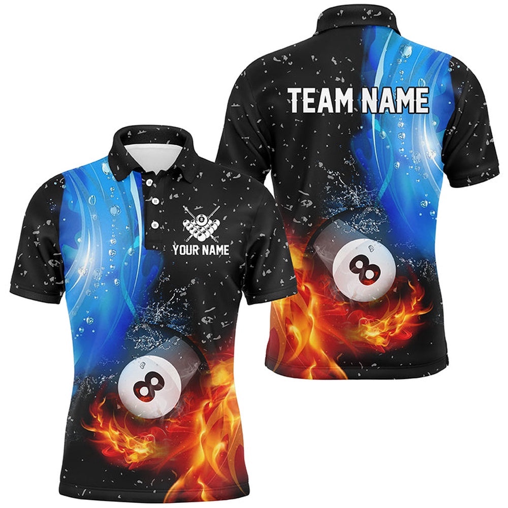 Fire And Water 8 Ball Pool Billiard Shirts Custom 3D Billiard Polo, Personalized Billiard Polo Shirt Fire And Water 8 Ball Pool Billiard Shirts Custom 3D Billiard Polo, Personalized Billiard Polo Shirt