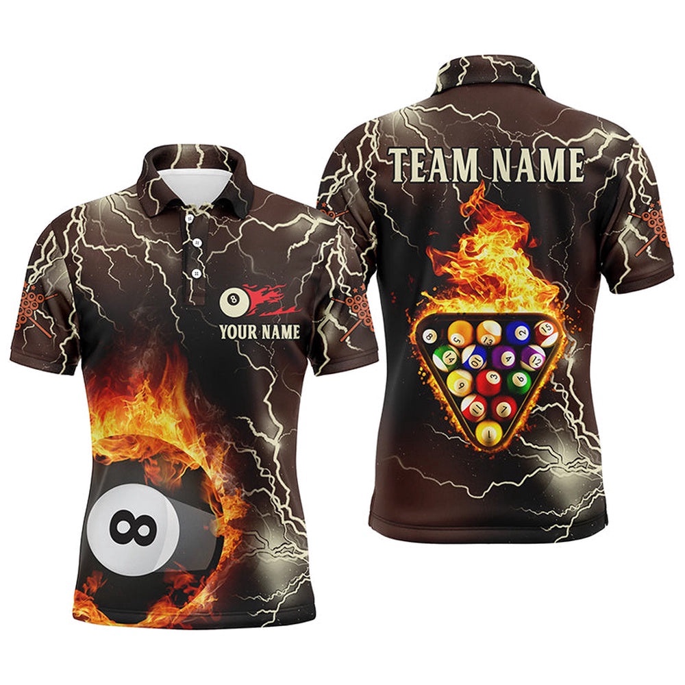 Fire Flame Lightning Billiard Balls 3D Polo Shirts, Custom 8 Ball Pool Shirts, Personalized Billiard Polo Shirt Fire Flame Lightning Billiard Balls 3D Polo Shirts, Custom 8 Ball Pool Shirts, Personalized Billiard Polo Shirt