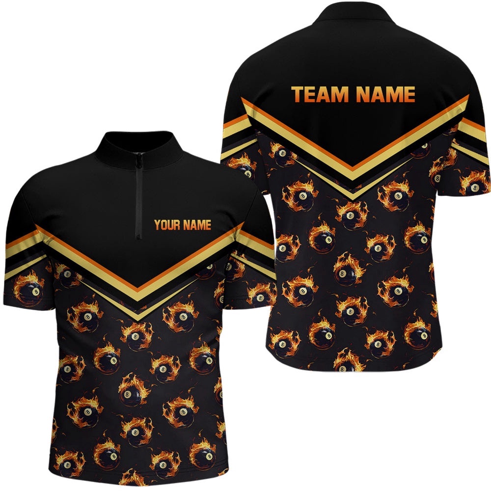 Flame 8 Ball Pool Jersey Shirts Billiards Jerseys Custom Billiard Team Shirts, Personalized Billiard Team Jersey Shirt