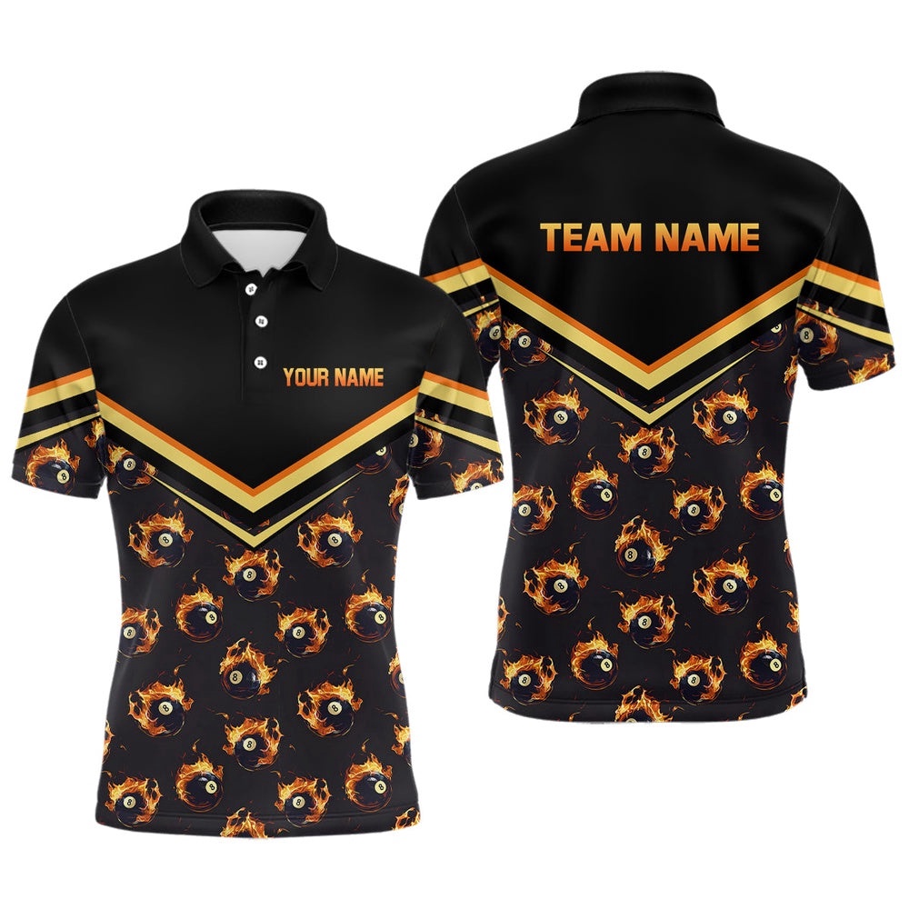 Flame 8 Ball Pool Polo Shirts Billiards Polo Custom Billiard Team Shirts, Personalized Billiard Polo Shirt Flame 8 Ball Pool Polo Shirts Billiards Polo Custom Billiard Team Shirts, Personalized Billiard Polo Shirt