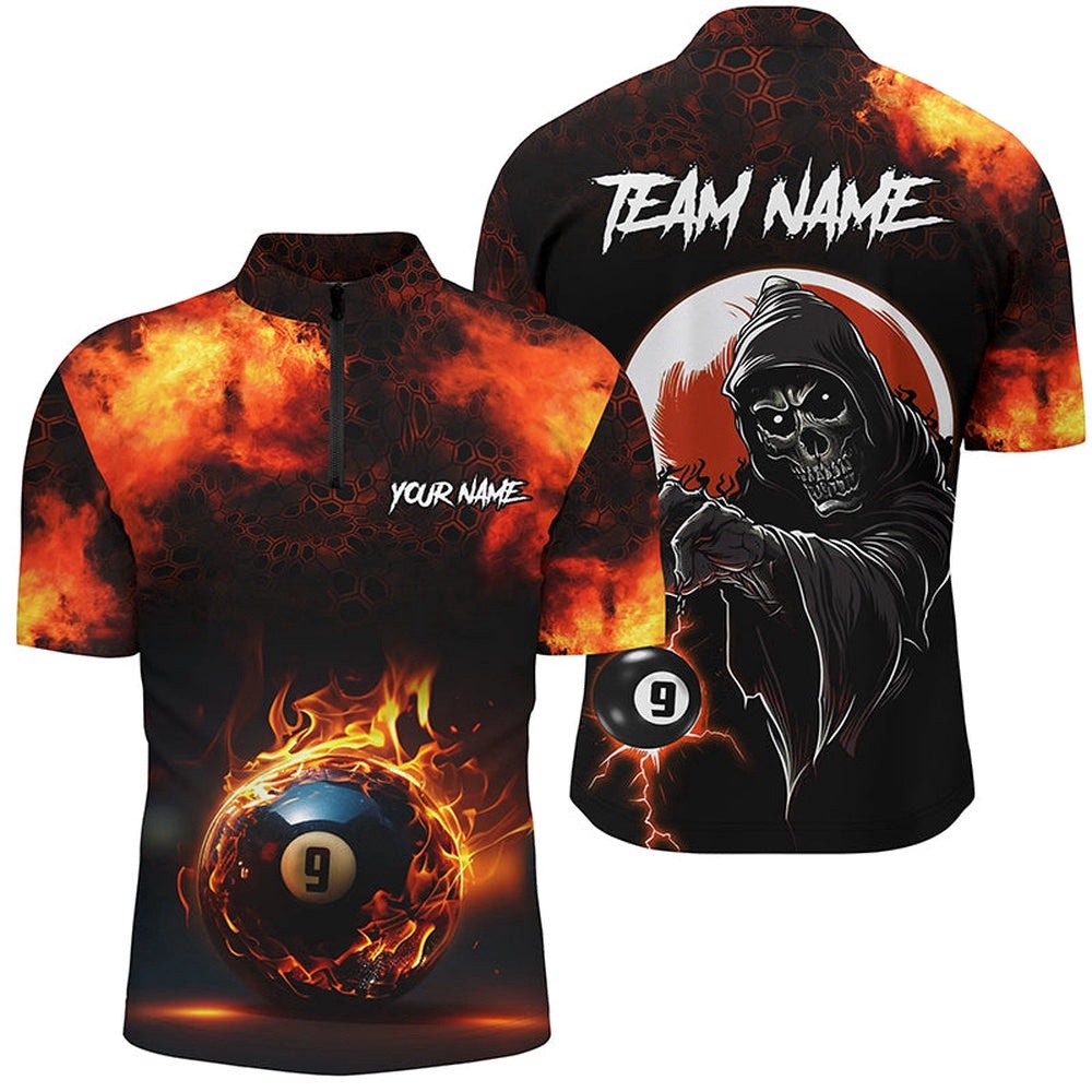 Flame 9 Ball Pool Billiard Jersey Shirts Custom Skull Billiard Team Shirts, Personalized Billiard Team Jersey Shirt Flame 9 Ball Pool Billiard Jersey Shirts Custom Skull Billiard Team Shirts, Personalized Billiard Team Jersey Shirt