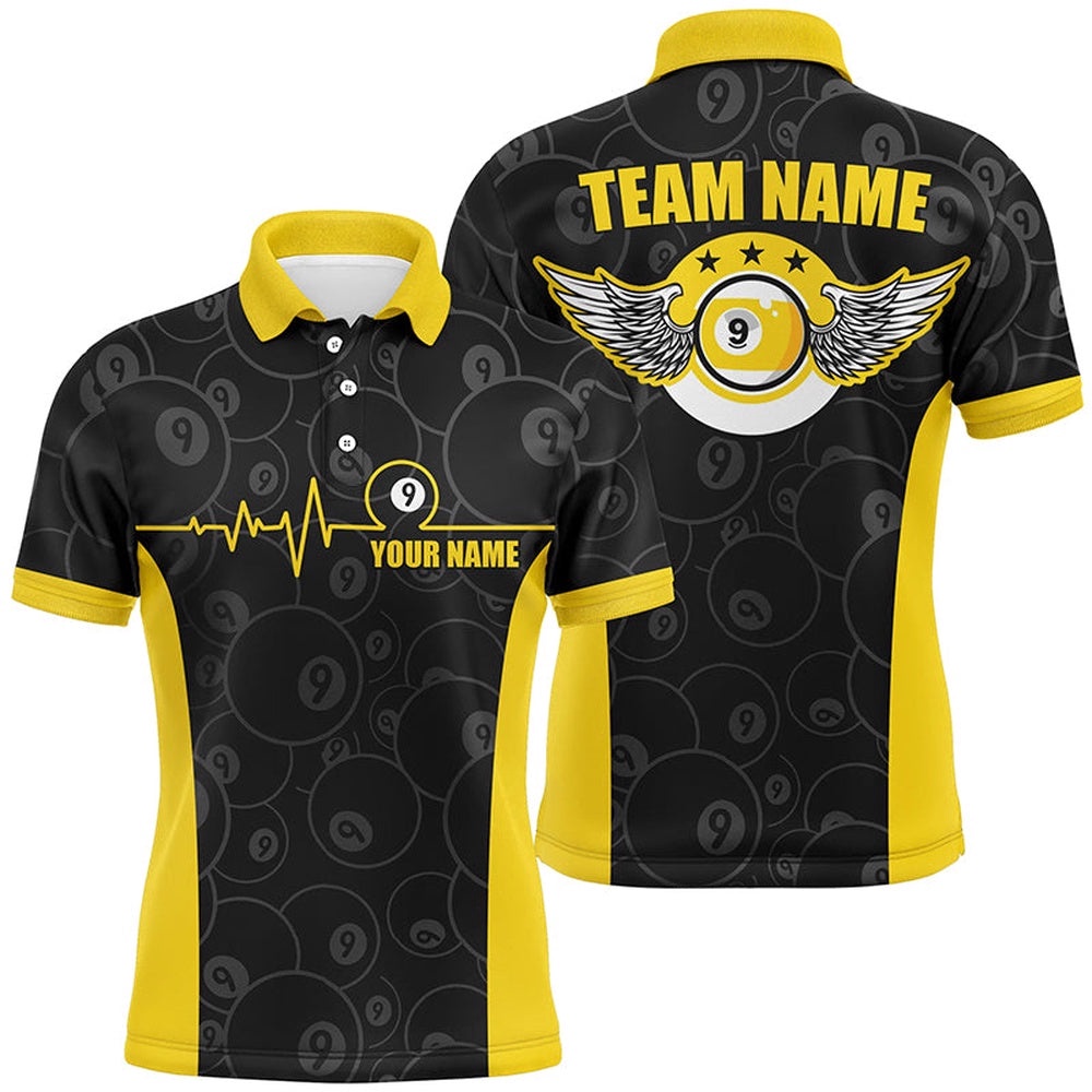 Funny 3D 9 Ball Pool Billiards Polo Shirts, Custom 9 Ball Team Shirts, Personalized Billiard Polo Shirt