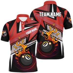 Funny 8 Ball Fire Billiard Polo Shirts…