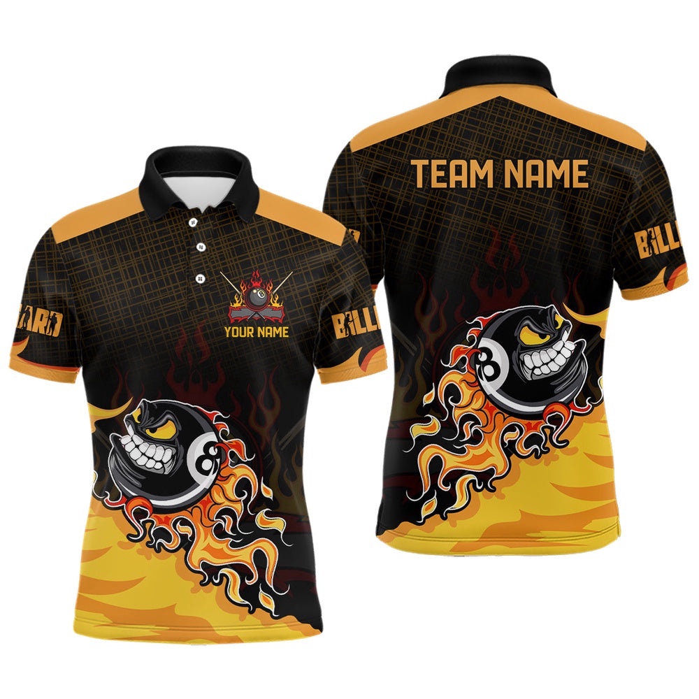 Funny 8 Ball Pool Fire Billiard Polo Shirts Custom 3D Billiard Shirts Funny, Personalized Billiard Polo Shirt Funny 8 Ball Pool Fire Billiard Polo Shirts Custom 3D Billiard Shirts Funny, Personalized Billiard Polo Shirt