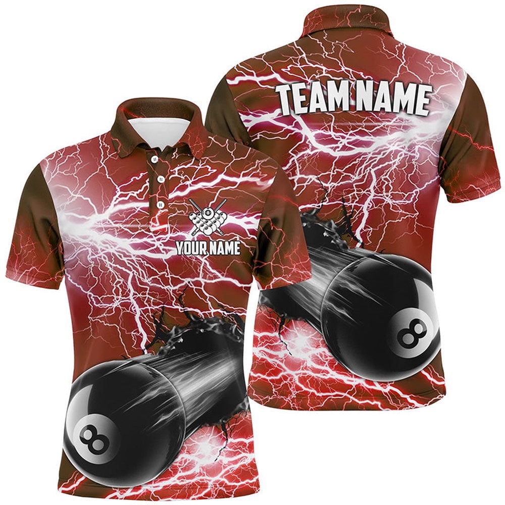 Funny 8 Ball Pool Rush Out Custom Thunder Lightning Red Polo Shirts, Best Billiard Team Shirts, Personalized Billiard Polo Shirt Funny 8 Ball Pool Rush Out Custom Thunder Lightning Red Polo Shirts, Best Billiard Team Shirts, Personalized Billiard Polo Shirt