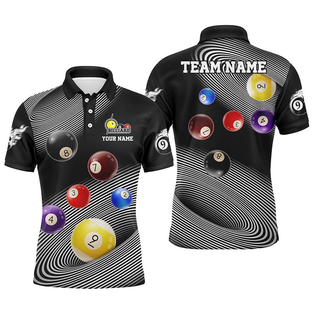 Funny Billiard Balls Multicolor 3D Full Printing Polo Shirts, Billiard Lover, Personalized Billiard Polo Shirt