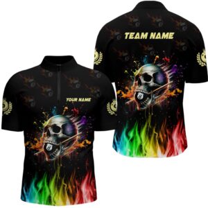 Funny Billiard Colorful Skull Jersey Shirts, Custom…