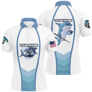 Funny Billiard Shark Polo Shirts Custom Name…