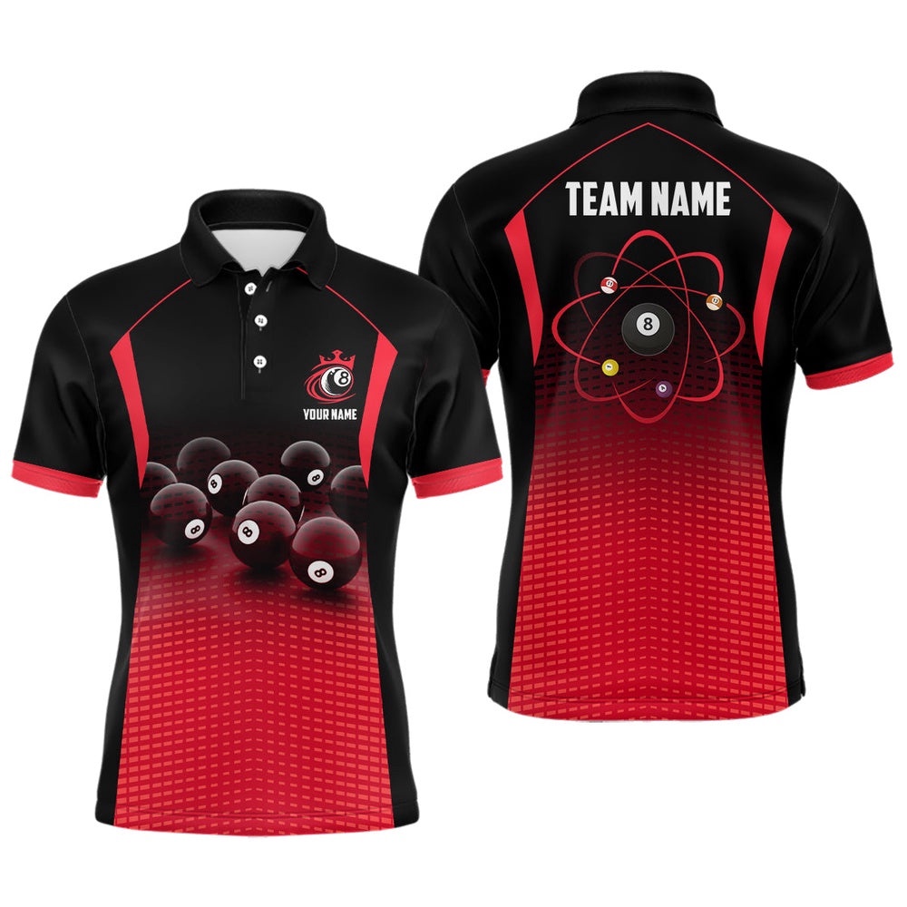 Funny Billiards Red Black Gradient All Over Print Billiards Team Shirts, Personalized Billiard Polo Shirt Funny Billiards Red Black Gradient All Over Print Billiards Team Shirts, Personalized Billiard Polo Shirt