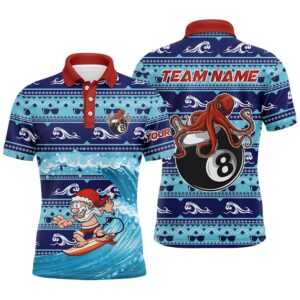 Funny Christmas Santa Surfing Swell Billiard Polo…