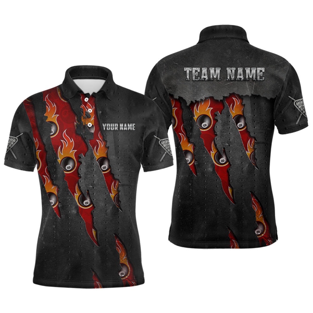Funny Flaming 8 Ball Pool Pattern Custom Best Pool Player Outfit, Personalized Billiard Polo Shirt Funny Flaming 8 Ball Pool Pattern Custom Best Pool Player Outfit, Personalized Billiard Polo Shirt