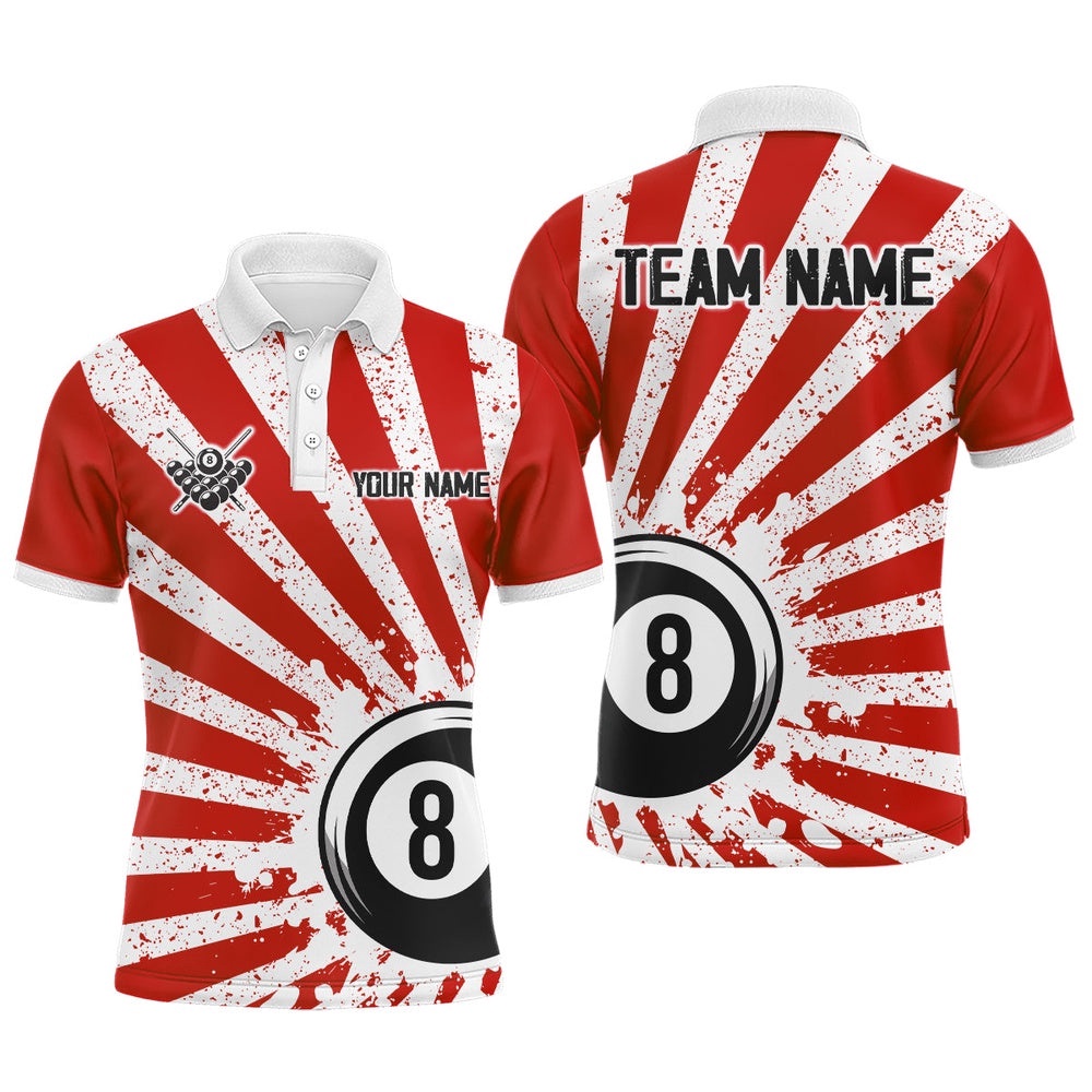 Funny Grunge Billiard 8 Ball Polo & Polo Shirts Custom Red 8 Ball Pool Polo Attire, Personalized Billiard Polo Shirt Funny Grunge Billiard 8 Ball Polo & Polo Shirts Custom Red 8 Ball Pool Polo Attire, Personalized Billiard Polo Shirt