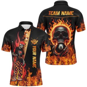 Funny Skeleton Fire Flame 3D Billiard Shirts…