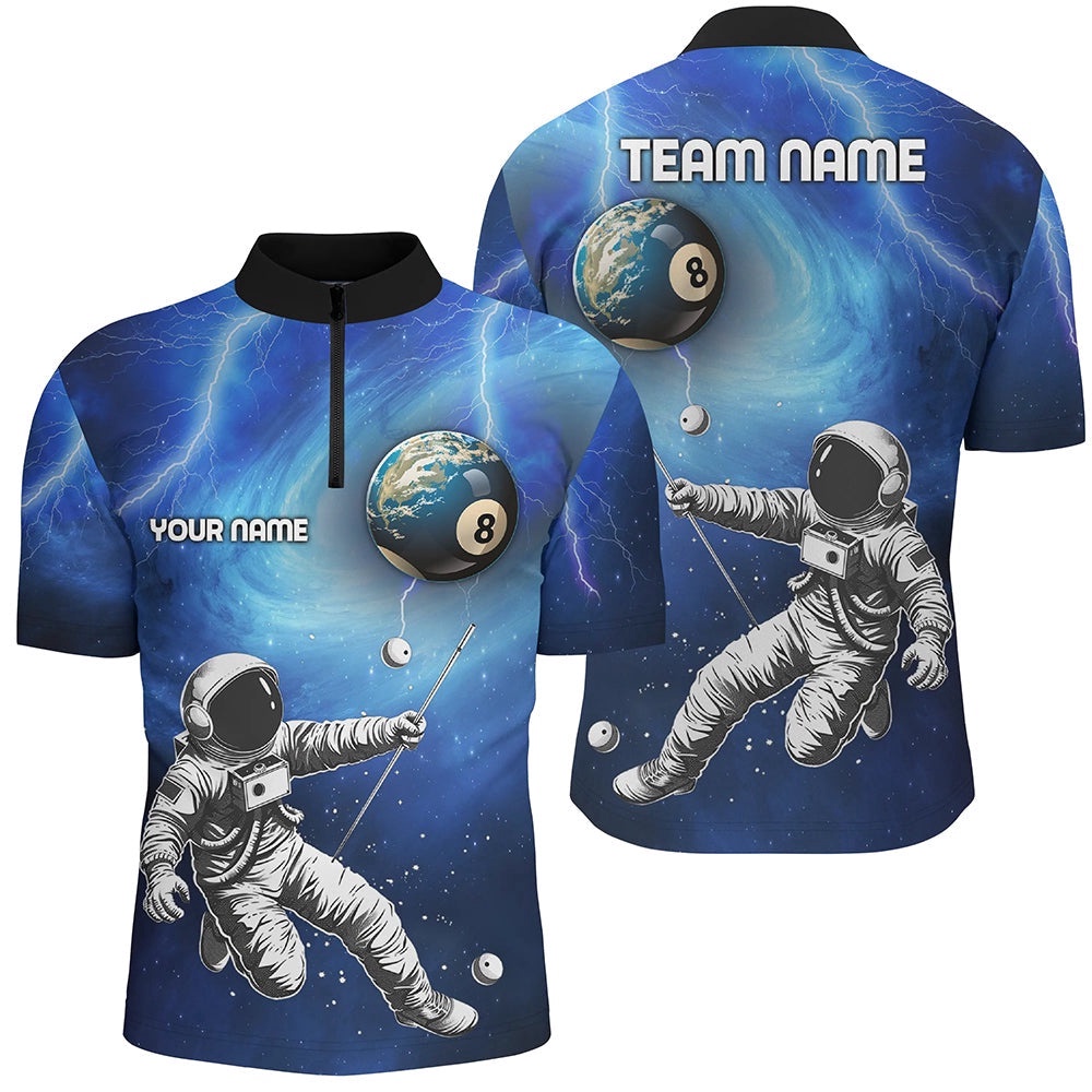 Galaxy Astronaut 8 Ball Pool Billiard Shirts, Funny 3D Printed Billiard Shirts, Personalized Billiard Team Jersey Shirt