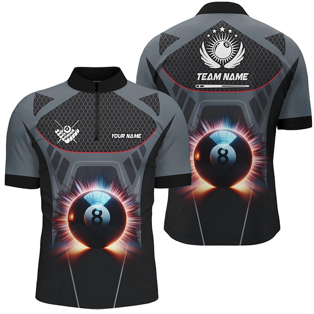 Glowing 8 Ball Pool Billiard Jersey Shirts Custom 3D Billiard Sport Jersey Grey, Personalized Billiard Team Jersey Shirt Glowing 8 Ball Pool Billiard Jersey Shirts Custom 3D Billiard Sport Jersey Grey, Personalized Billiard Team Jersey Shirt