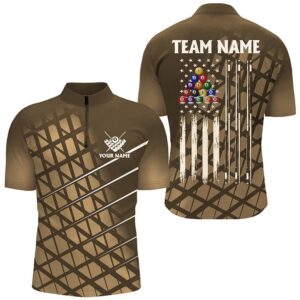Gold Grunge American Flag Billiard Shirt Custom…