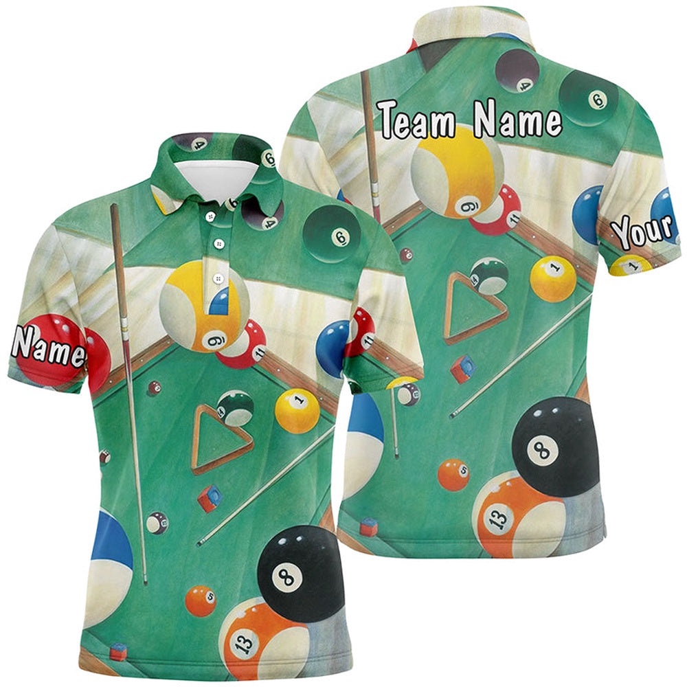 Green Billiard Game 3D Full Printing Polo Shirts Custom Fashion Pool Shirt, Personalized Billiard Polo Shirt Green Billiard Game 3D Full Printing Polo Shirts Custom Fashion Pool Shirt, Personalized Billiard Polo Shirt