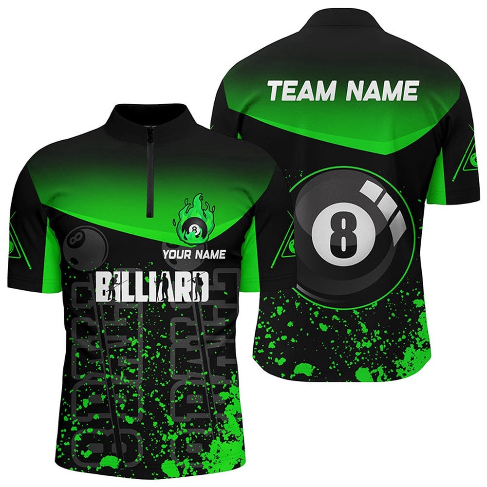 Green Fire 8 Ball Pool 8 Ball Billiard Team Shirts, Personalized Billiard Team Jersey Shirt Green Fire 8 Ball Pool 8 Ball Billiard Team Shirts, Personalized Billiard Team Jersey Shirt