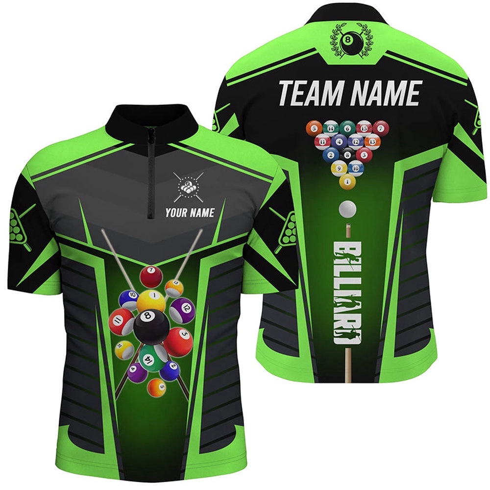Green Jerseys Billiard Balls Jersey Shirts Custom 3D Pool League Shirts, Personalized Billiard Team Jersey Shirt