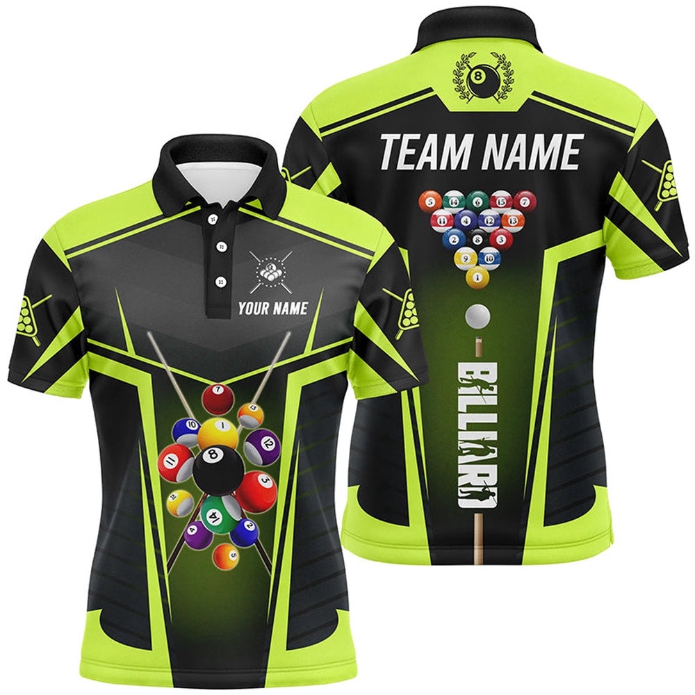 Green Neon Polo Billiard Balls Polo Shirts Custom 3D Pool League Shirts, Personalized Billiard Polo Shirt Green Neon Polo Billiard Balls Polo Shirts Custom 3D Pool League Shirts, Personalized Billiard Polo Shirt