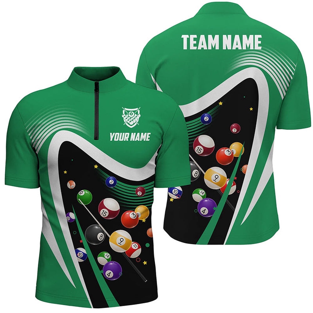 Green Sport Billiard Balls 3D Jersey Shirts, Custom 8 Ball Billiard Team Jerseys, Personalized Billiard Team Jersey Shirt Green Sport Billiard Balls 3D Jersey Shirts, Custom 8 Ball Billiard Team Jerseys, Personalized Billiard Team Jersey Shirt