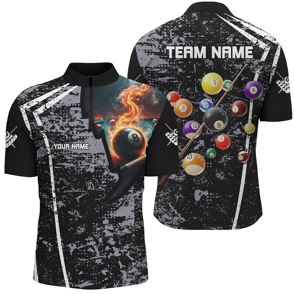Grey Grunge Fire 8 Ball 3D Pool Balls Billiard Jerseys, Personalized Billiard Team Jersey Shirt Grey Grunge Fire 8 Ball 3D Pool Balls Billiard Jerseys, Personalized Billiard Team Jersey Shirt