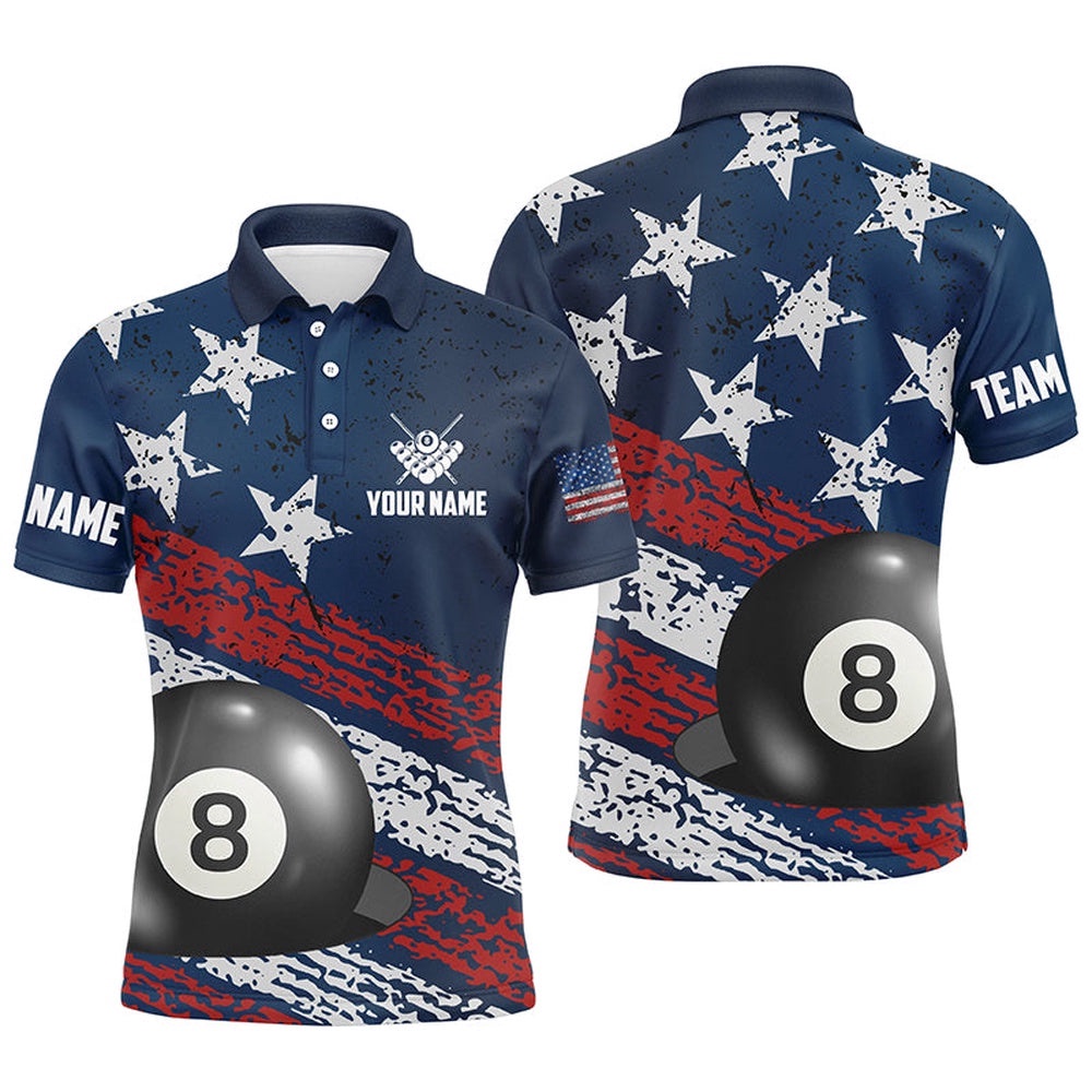 Grunge American Flag 8 Ball Pool Billiard Polo Shirts Custom Patriotic Billiard Attire Polo, Personalized Billiard Polo Shirt Grunge American Flag 8 Ball Pool Billiard Polo Shirts Custom Patriotic Billiard Attire Polo, Personalized Billiard Polo Shirt