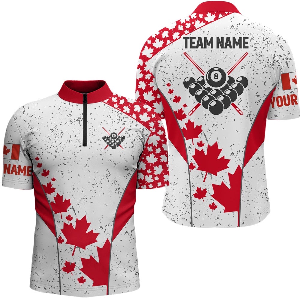 Grunge Canadian Flag Patriotic 8 Ball Billiard Jerseys, Personalized Billiard Team Jersey Shirt Grunge Canadian Flag Patriotic 8 Ball Billiard Jerseys, Personalized Billiard Team Jersey Shirt